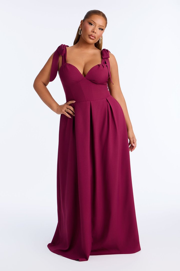 Isabelle Contrast Maxi Dress - Plum