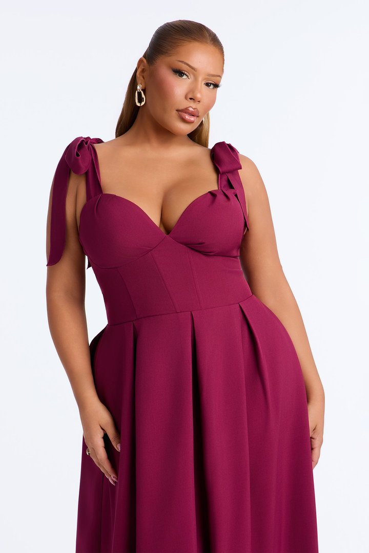 Isabelle Contrast Maxi Dress - Plum