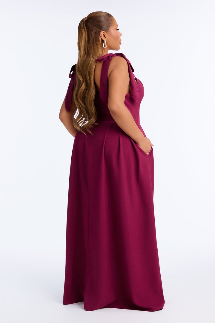 Isabelle Contrast Maxi Dress - Plum