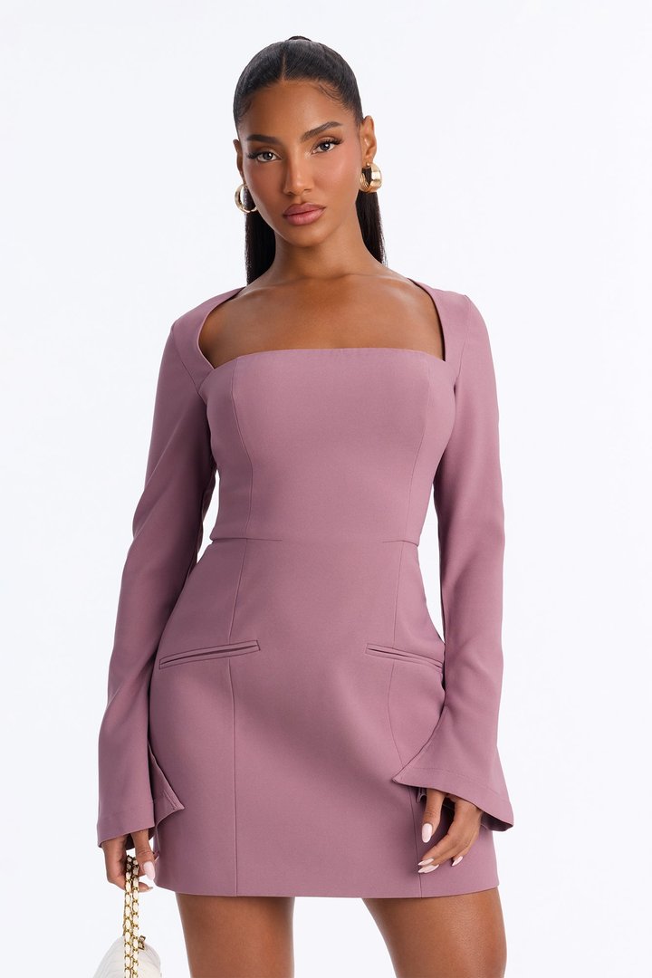 Blaire Square Neck Mini Dress - Mauve