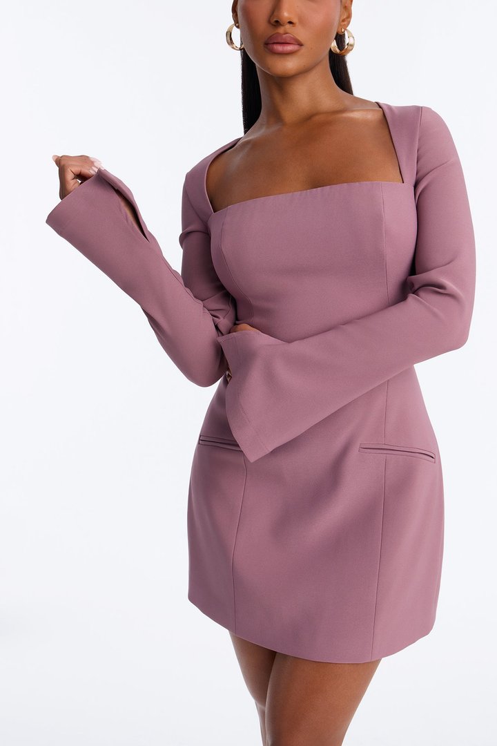 Blaire Square Neck Mini Dress - Mauve