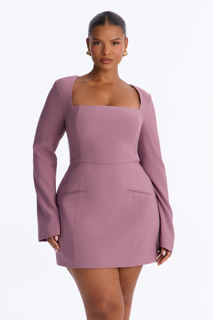 Blaire Square Neck Mini Dress - Mauve