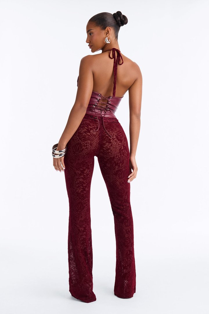 Melania Mesh Jumpsuit - Burgundy
