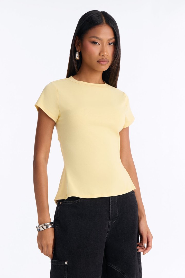 Segal Hook And Eye Short Sleeve Tee - Butter Yellow