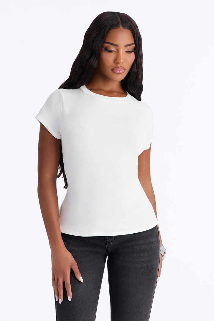 Segal Hook And Eye Short Sleeve Tee - White