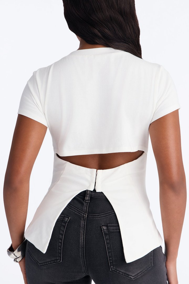 Segal Hook And Eye Short Sleeve Tee - White