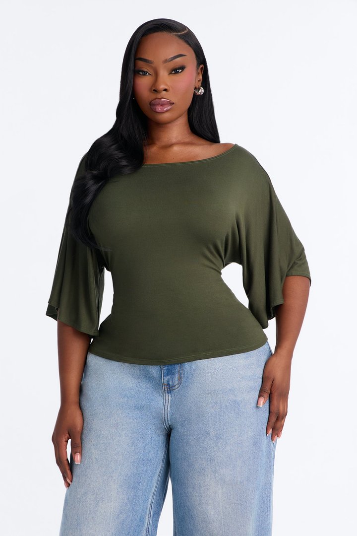 Nicolette Tie Waist Short Sleeve Top - Olive