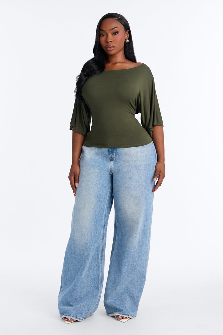 Nicolette Tie Waist Short Sleeve Top - Olive