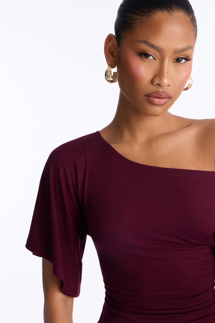 Nicolette Tie Waist Short Sleeve Top - Plum