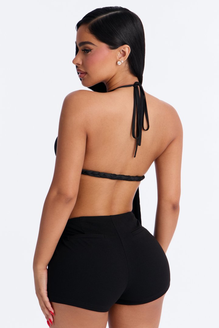 New Horizons Braided Halter Top - Black