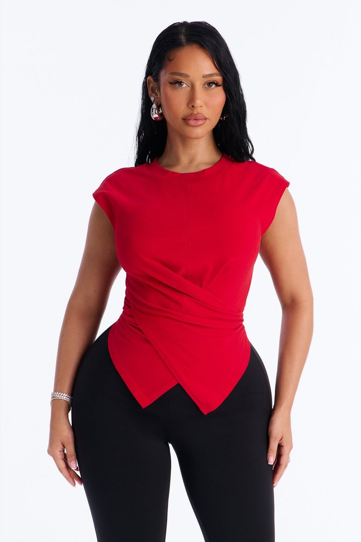 Crossed Up Crew Neck Tee - Red