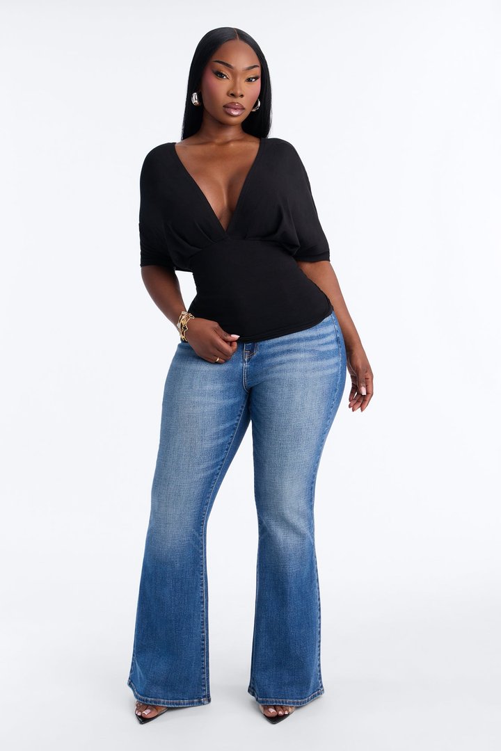 Taylor Cinched Waist Ruched Short Sleeve Top - Black