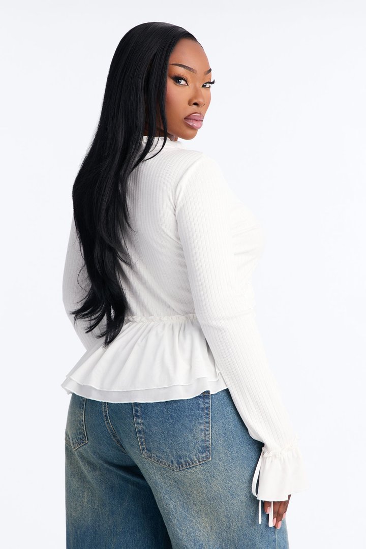Florence Ruffle Flyaway Bell Sleeve Top - White