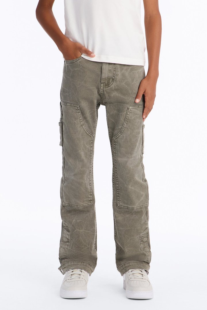 Mini Indestructible Slim Flare Carpenter Pants - Olive