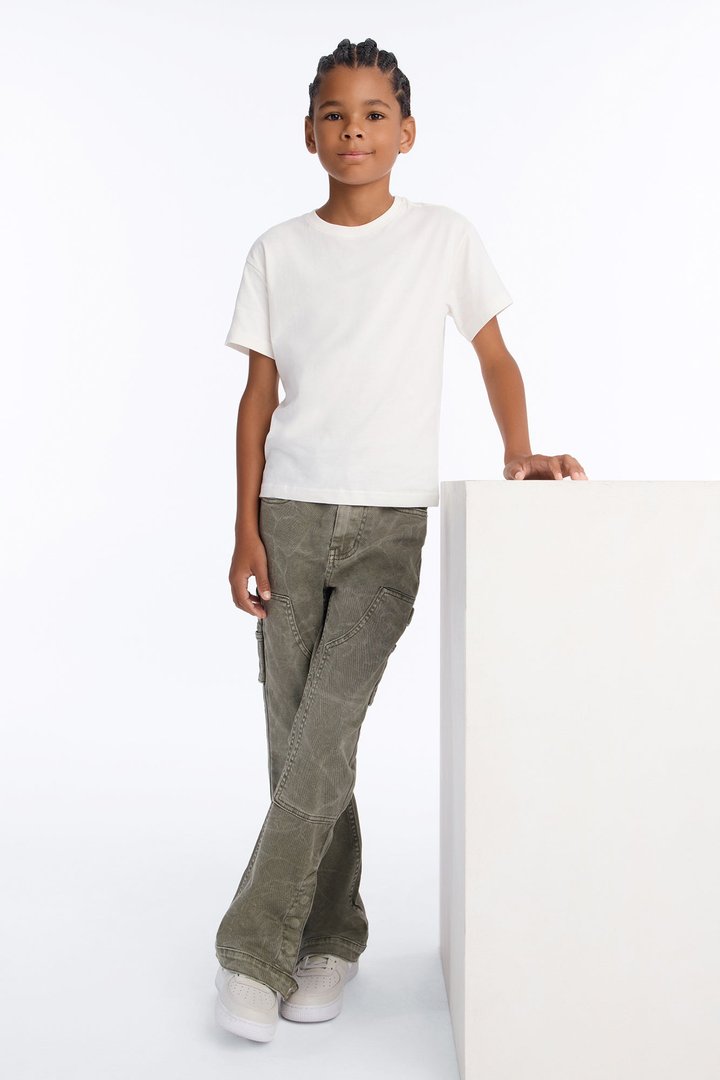 Mini Indestructible Slim Flare Carpenter Pants - Olive