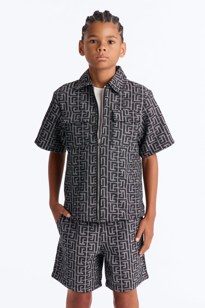 Mini Fallon Jacquard Zip Shirt II - Charcoal