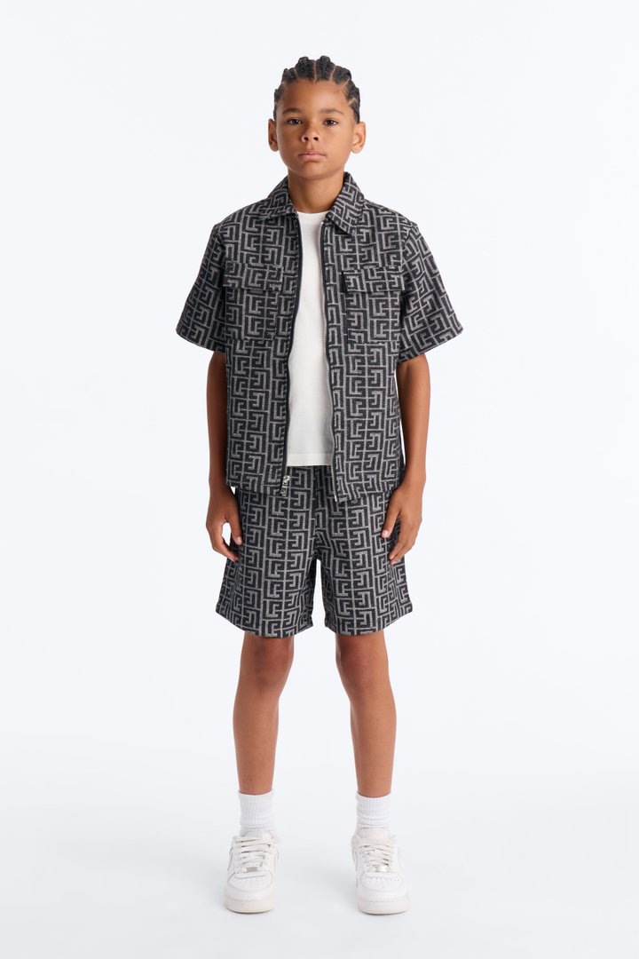 Mini Fallon Jacquard Zip Shirt II - Charcoal