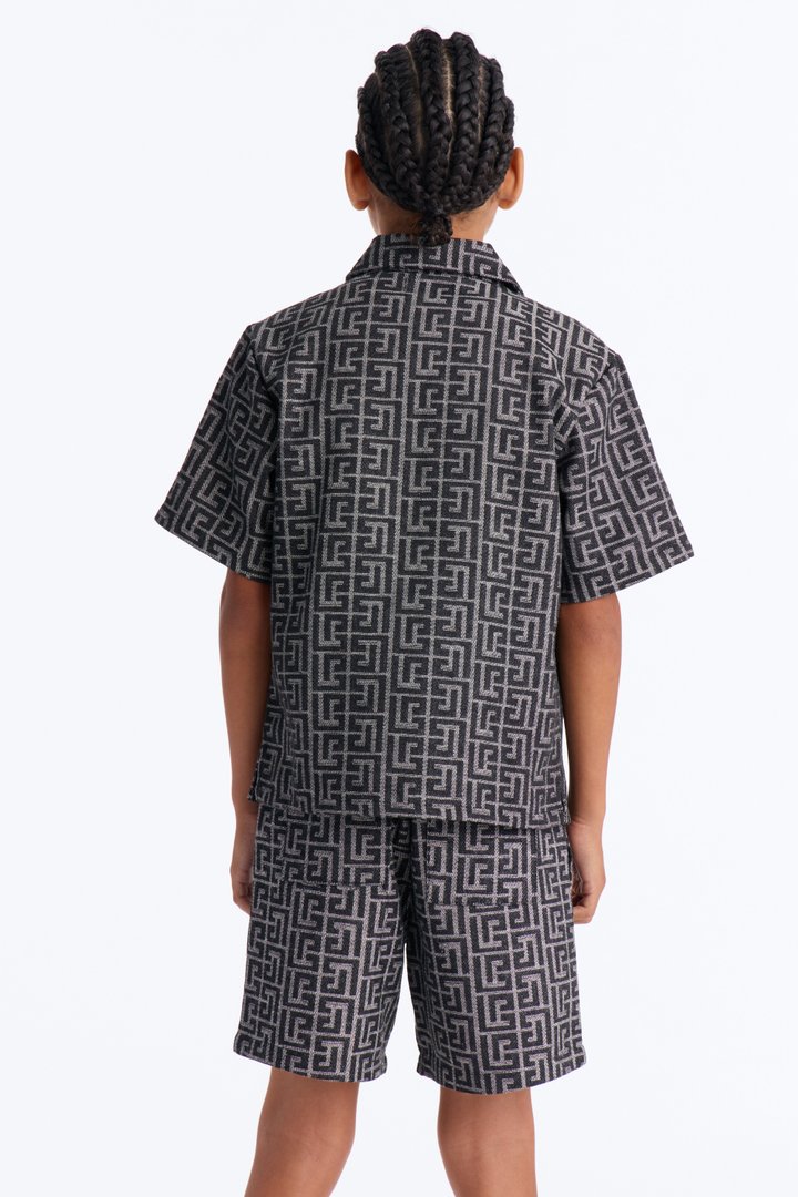 Mini Fallon Jacquard Zip Shirt II - Charcoal