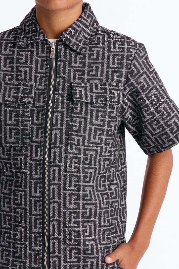 Mini Fallon Jacquard Zip Shirt II - Charcoal