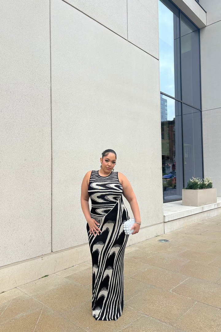 Kira Sweater Maxi Dress - Black/White