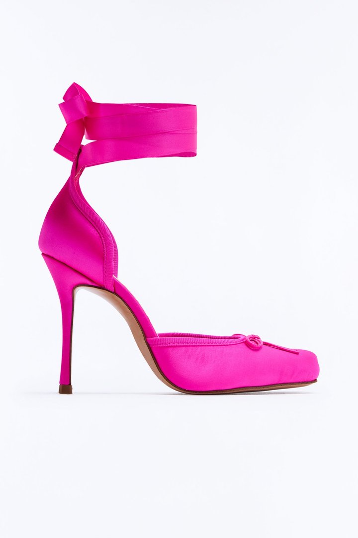 Steve Madden Larina Satin Pumps - Hot Pink