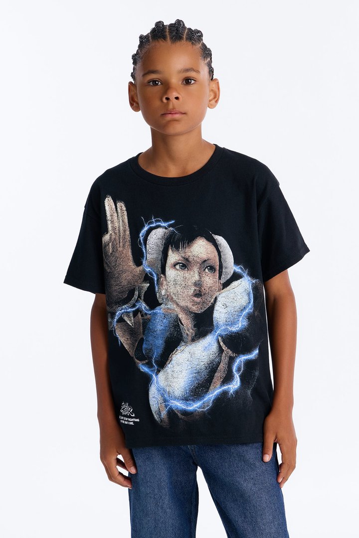 Mini Chun Li Short Sleeve Graphic Tee - Black/combo