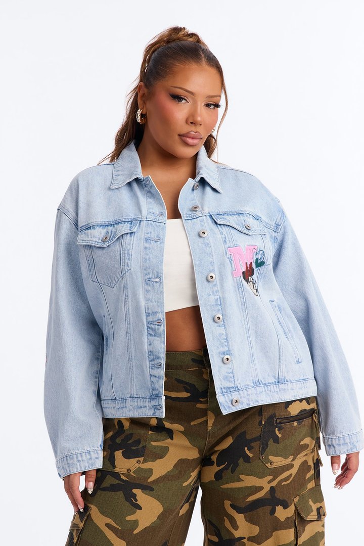 Mickey and Minnie Embroidered Denim Jacket - Medium Wash