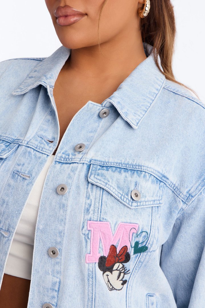 Mickey and Minnie Embroidered Denim Jacket - Medium Wash