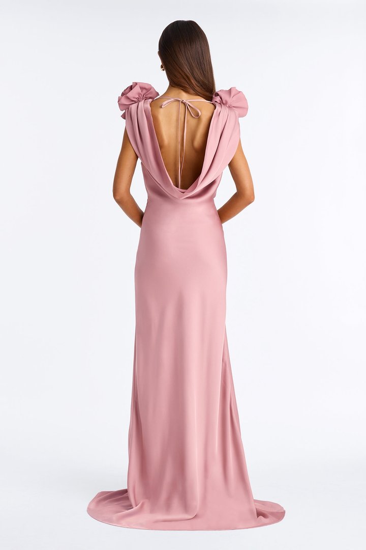 Positano Cowl Neck Satin Maxi Dress - Mauve