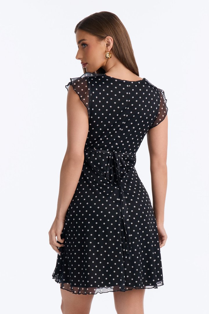 Perfectly Sweet Mesh Mini Dress - Black/White