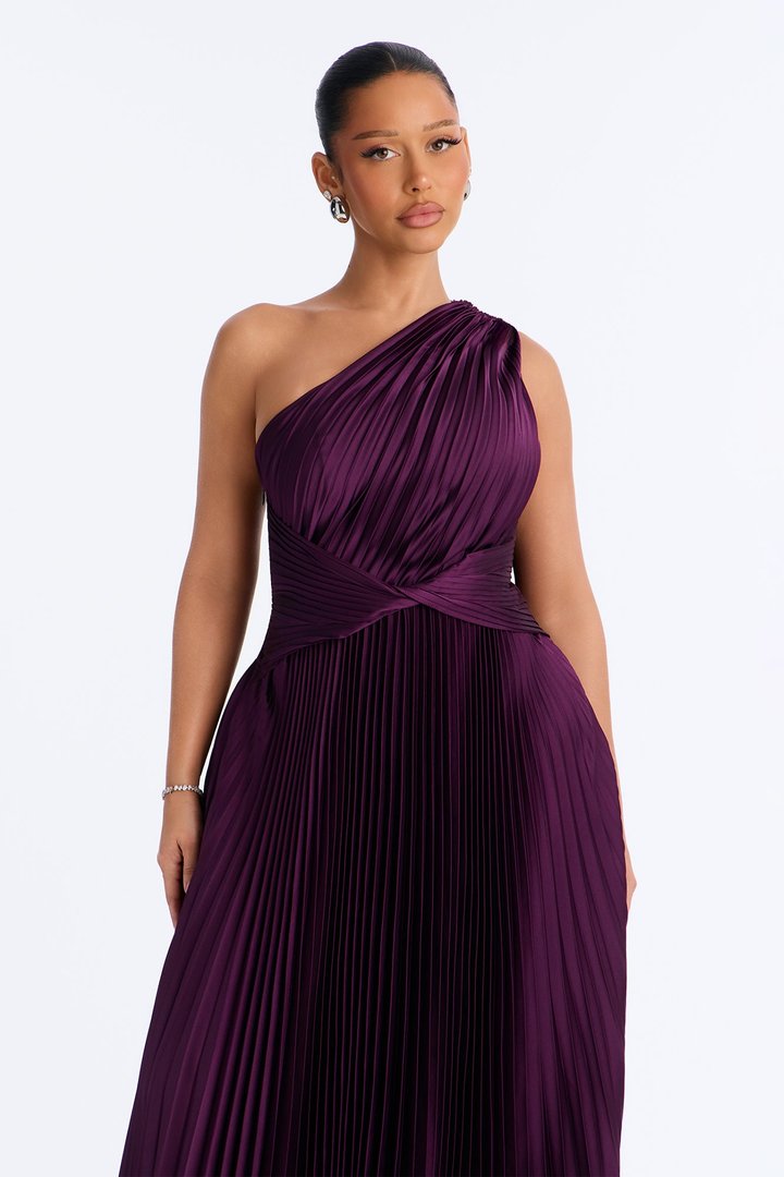 Athena Pleated Maxi Dress - Plum