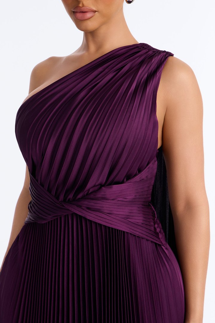 Athena Pleated Maxi Dress - Plum