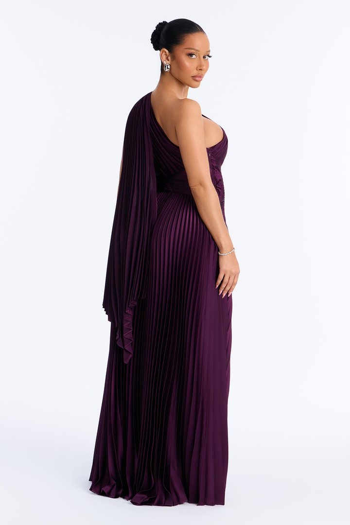 Athena Pleated Maxi Dress - Plum