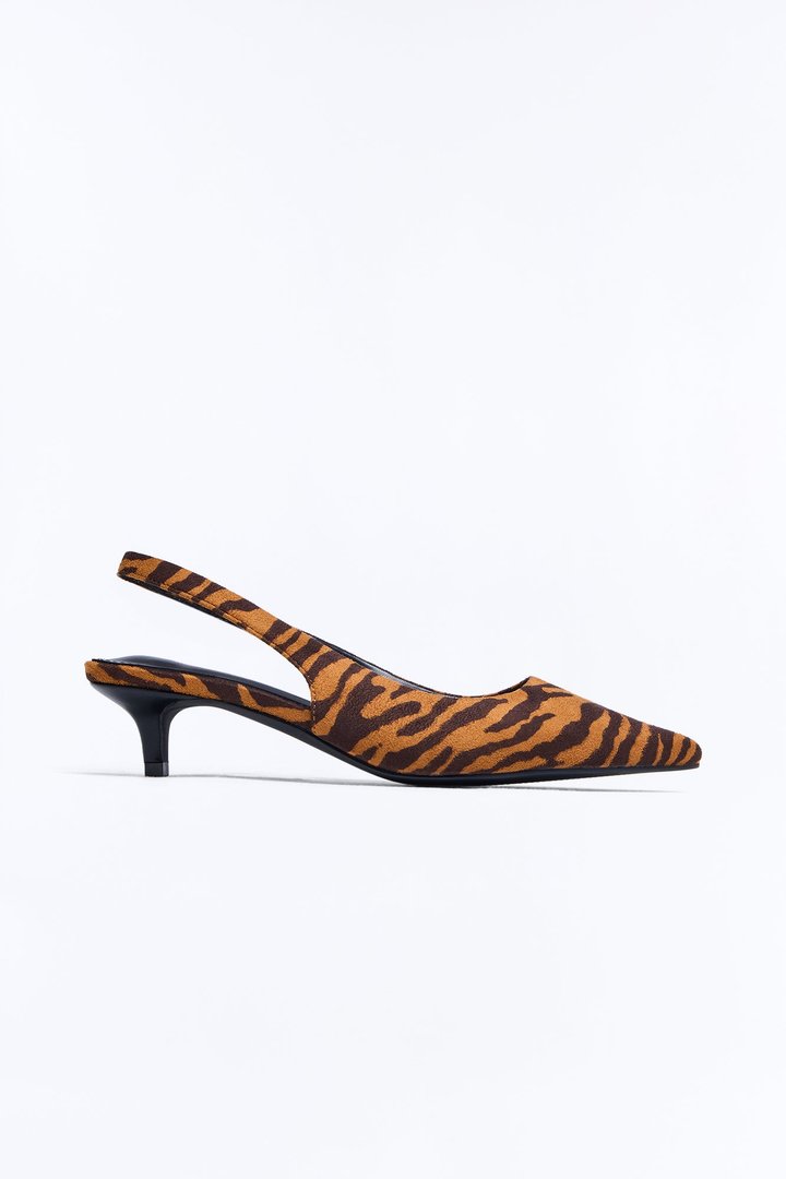 Stay Wild Slingback Kitten Heel Pumps - Tan/Multi