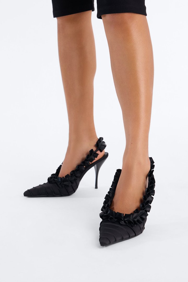 Legendary Satin Slingback Pumps - Black