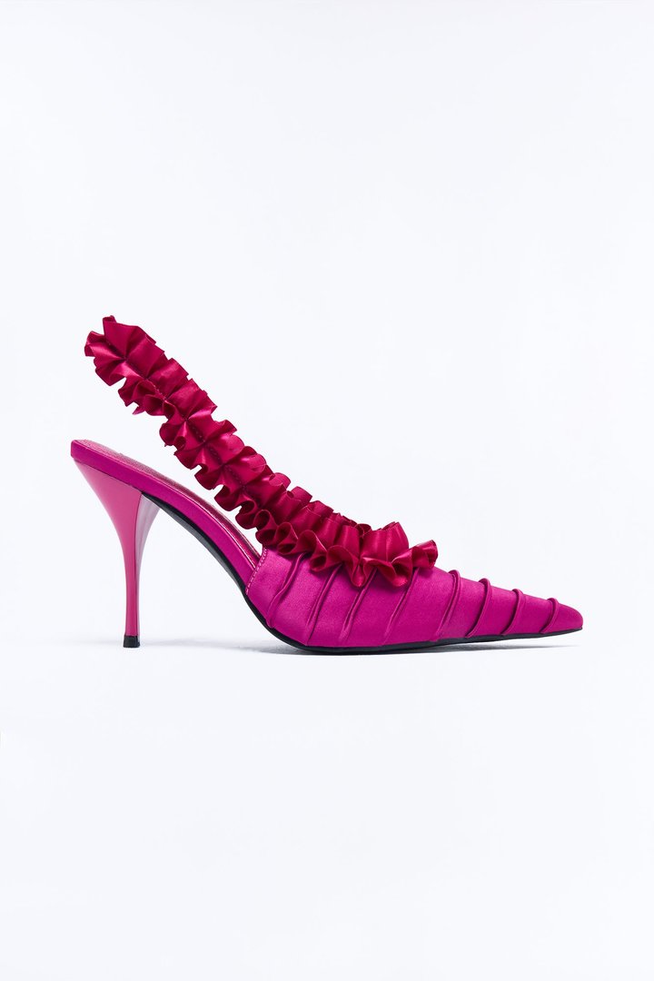 Legendary Satin Slingback Pumps - Plum