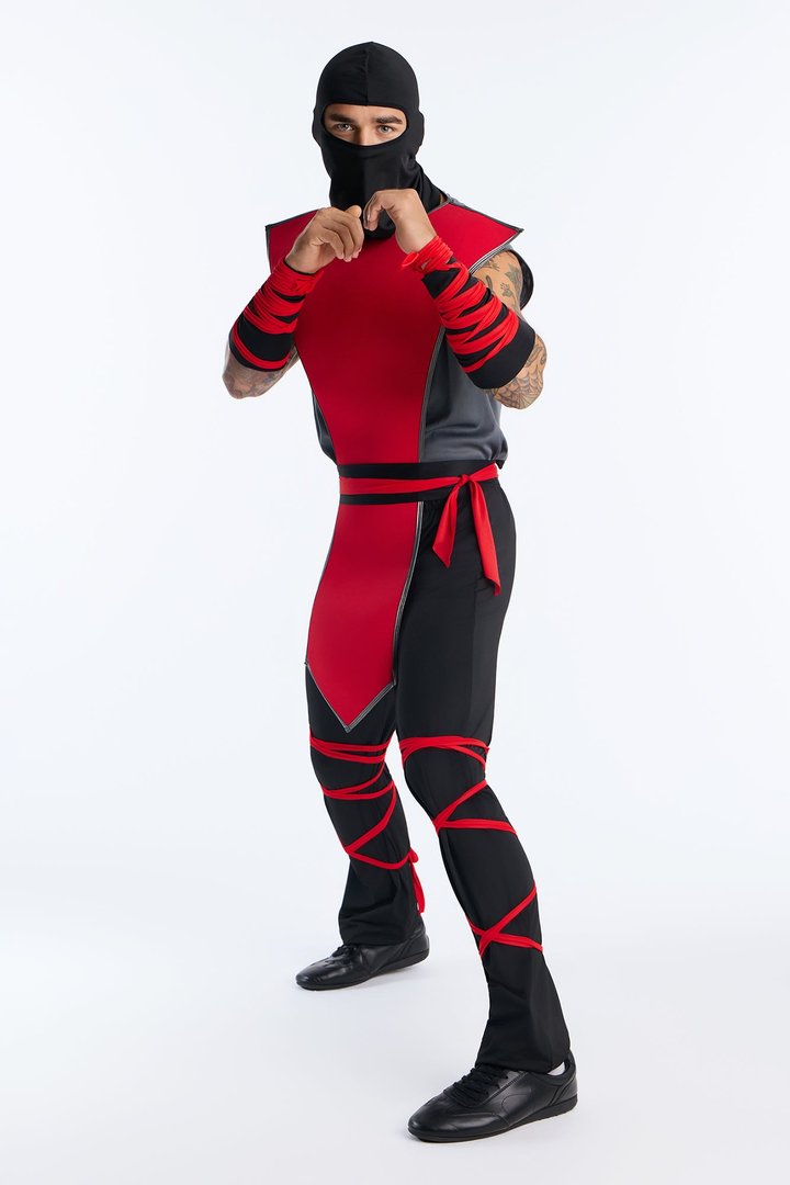 Silent Killer Ninja 6 Pice Costume Set - Red/Black