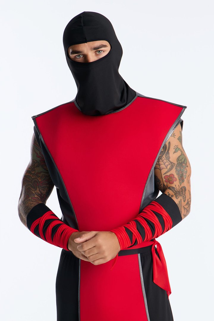 Silent Killer Ninja 6 Pice Costume Set - Red/Black
