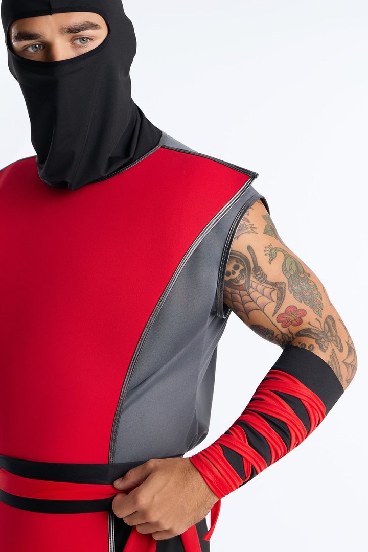 Silent Killer Ninja 6 Pice Costume Set - Red/Black
