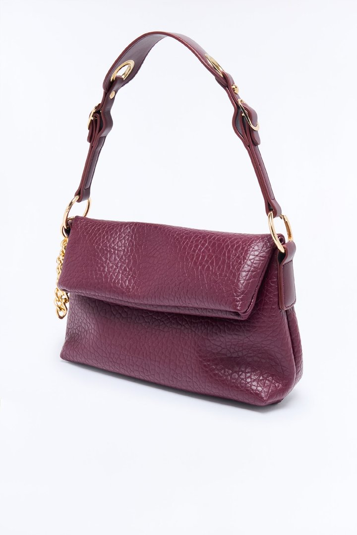 Really Like That Faux Leather Shoulder Bag - Burgundy