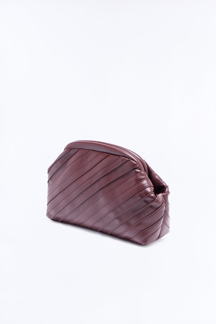 Stay In Your Lane Faux Leather Clutch Handbag - Brown