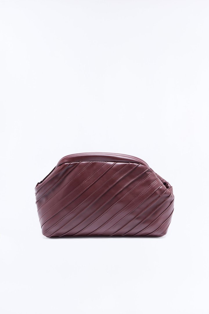 Stay In Your Lane Faux Leather Clutch Handbag - Brown