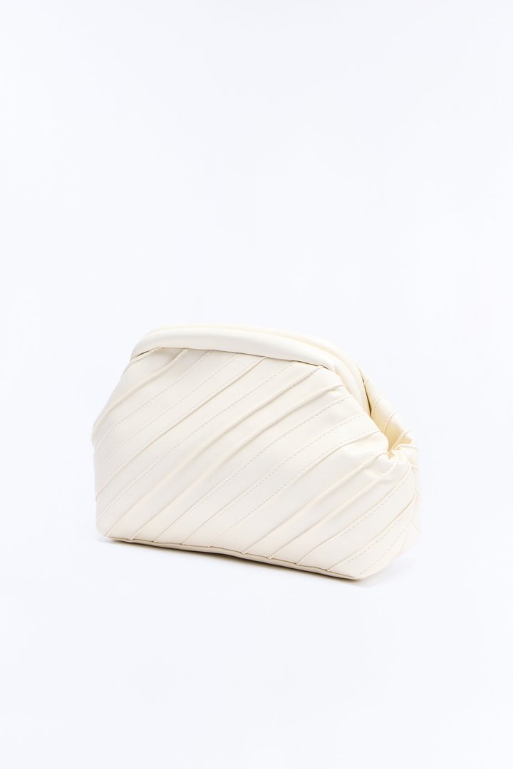 Stay In Your Lane Faux Leather Clutch Handbag - Ivory