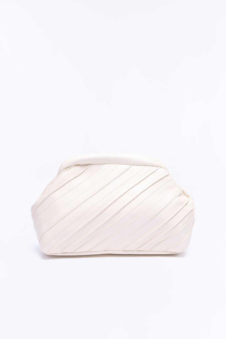 Stay In Your Lane Faux Leather Clutch Handbag - Ivory