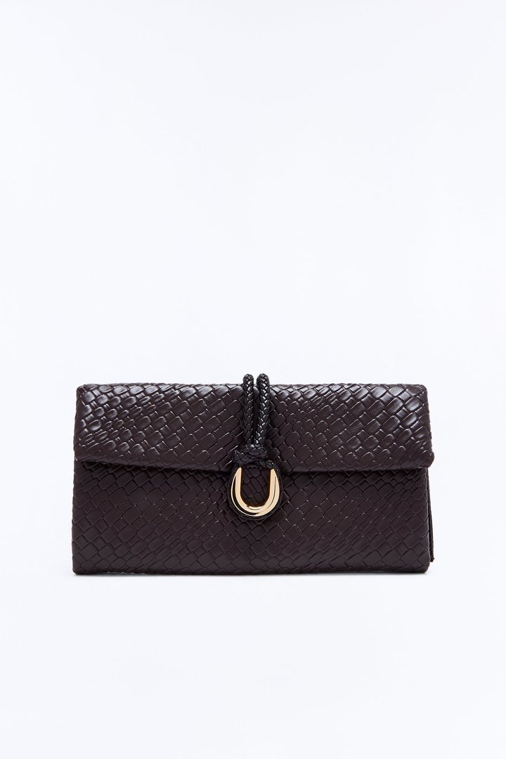 Gin And Tonic Faux Leather Clutch - Brown