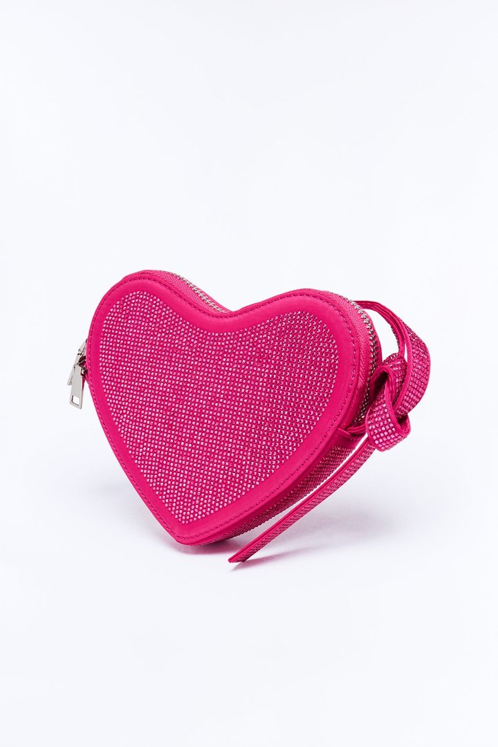 Shine On Sweetheart Rhinestone Shoulder Handbag - Fuchsia