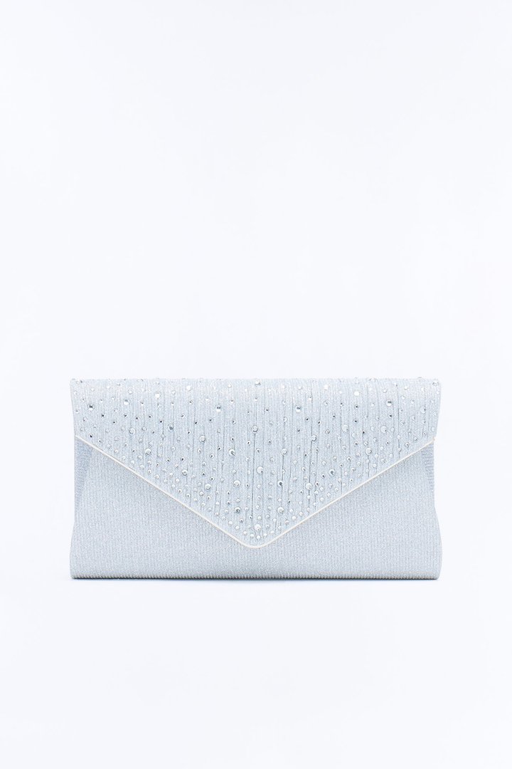 Dew Drops Sequin Clutch Handbag - Silver