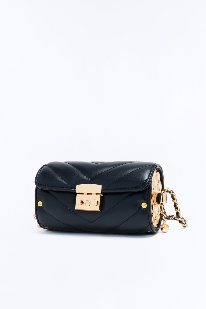 I Watch The Moon Faux Leather Crossbody Handbag - Black