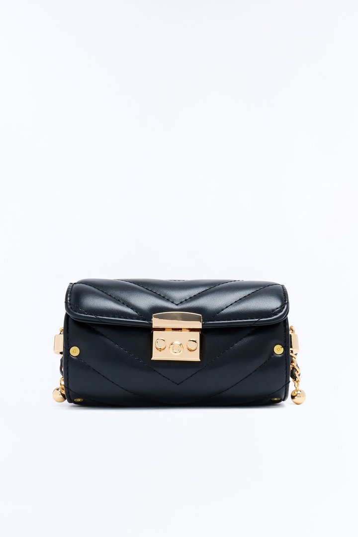 I Watch The Moon Faux Leather Crossbody Handbag - Black