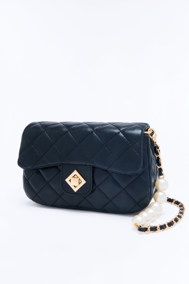 Late Night Sway Faux Leather Handbag - Black
